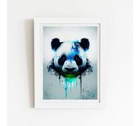 Warren Reed - Designer Panda Face Splashart Light Background Framed Art Print in White | Size: W20" x H30" Warren Reed - Designer White W20" x H30"