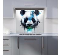 Warren Reed Designer Panda Face Splashart Light Background Premium Glass Kitchen Splashback W600mm X H600mm