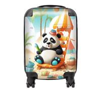 Panda On A Beach Holiday Suitcase Warren Reed - Designer Yellow Small