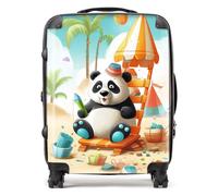 Warren Reed - Designer Panda On A Beach Holiday Suitcase - Lightweight Hard Case, TSA Lock, 4 Spinner Wheels