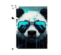 Warren Reed - Designer Panda With Blue Glasses Splashart Jigsaw Puzzle | Size: 1000 Pieces Warren Reed - Designer Blue 1000 Pieces