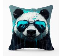 Warren Reed - Designer Panda With Blue Glasses Splashart Outdoor Cushion | Size: 60 cm x 60 cm Warren Reed - Designer Blue 60 cm x 60 cm