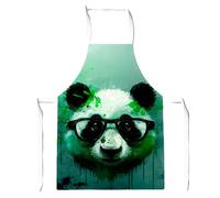 Warren Reed - Designer Panda With Glasses, Green Splashart Junior Apron Warren Reed - Designer Green