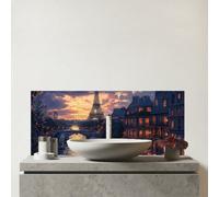 Warren Reed - Designer Paris By Night Glass Bathroom Splashback, Multi