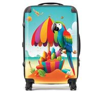 Warren Reed - Designer Parrot On A Beach Holiday Suitcase Medium, Multi