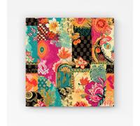 Warren Reed - Designer Patchwork Mixed Textiles Canvas in Pink | Size: w10 inch x h10 inch Warren Reed - Designer Pink w10 inch x h10 inch