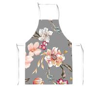 Warren Reed - Designer Peony, Lily, Tulip, Daisy Colorful On Grey Background Apron Warren Reed - Designer Grey