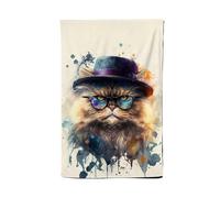 Warren Reed - Designer Persian Cat Splashart Tea Towel Warren Reed - Designer Multicolor