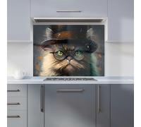 Warren Reed - Designer Persian Cat With Glasses Splashart Kitchen Splashback - W900mm x H650mm
