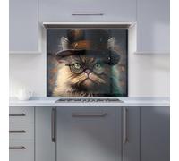 Warren Reed Designer Persian Cat With Glasses Splashart Premium Glass Kitchen Splashback W700mm X H750mm