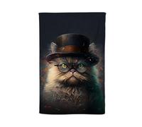 Warren Reed - Designer Persian Cat With Glasses Splashart Tea Towel Warren Reed - Designer Multicolor