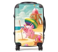 Warren Reed - Designer Piglet On A Beach Holiday Suitcase Cabin, Multi