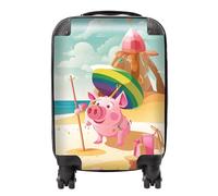Piglet On A Beach Holiday Suitcase Warren Reed - Designer Yellow Small