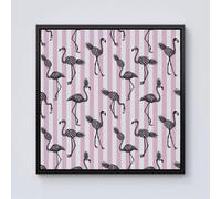 Warren Reed - Designer Pineapple Flamingo Framed Canvas in Black | Size: W16" x H16" Warren Reed - Designer Black W16" x H16"
