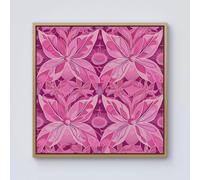 Warren Reed - Designer Pink Abstract Floral Design Framed Canvas in Light Brown | Size: W16" x H16" Warren Reed - Designer Light Brown W16" x H16"