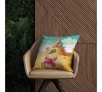 Warren Reed Designer Pink Crab On A Beach Holiday Outdoor Cushion 60Cm X 60Cm