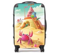 Warren Reed - Designer Pink Crab On A Beach Holiday Suitcase Medium, Multi