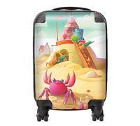 Pink Crab On A Beach Holiday Suitcase Warren Reed - Designer Yellow Small