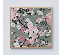 Warren Reed - Designer Pink Floral Abstract Pattern Framed Canvas in Light Brown | Size: W30" x H30" Warren Reed - Designer Light Brown W30" x H30"