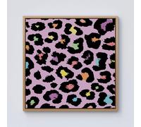 Warren Reed - Designer Pink Leopard Print Framed Canvas in Light Brown | Size: w40 inch x h40 inch Warren Reed - Designer Light Brown w40 inch x h40 inch