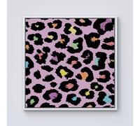 Warren Reed - Designer Pink Leopard Print Framed Canvas in Off-White | Size: W30" x H30" Warren Reed - Designer Off-White W30" x H30"