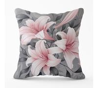 Warren Reed - Designer Pink Lilies On Grey Cushions | Size: 45 cm x 45 cm Warren Reed - Designer Multicolor 45 cm x 45 cm