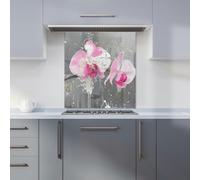 Warren Reed - Designer Pink Orchids Splashart Kitchen Splashback W700Mm X H650Mm