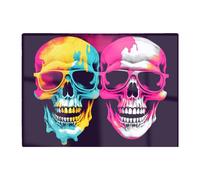 Warren Reed - Designer Pinks And Blue Happy Skeletons Chopping Board, Multi