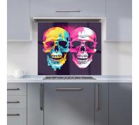 Warren Reed - Designer Pinks And Blue Happy Skeletons Kitchen Splashback W900Mm X H750Mm, Multi