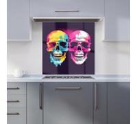 Warren Reed - Designer Pinks And Blue Happy Skeletons Kitchen Splashback W600Mm X H600Mm, Multi