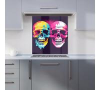 Warren Reed - Designer Pinks And Blue Happy Skeletons Kitchen Splashback W700Mm X H650Mm, Multi