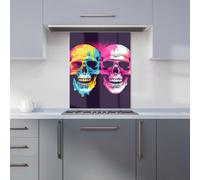 Warren Reed - Designer Pinks And Blue Happy Skeletons Kitchen Splashback W600Mm X H750Mm, Multi