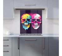 Warren Reed - Designer Pinks And Blue Happy Skeletons Kitchen Splashback W600Mm X H650Mm, Multi