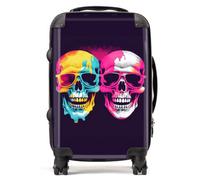 Warren Reed - Designer Pinks And Blue Happy Skeletons Suitcase Cabin, Multi