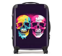 Warren Reed - Designer Pinks And Blue Happy Skeletons Suitcase Large, Multi