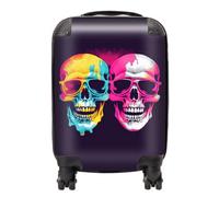 Warren Reed Designer Pinks And Blue Happy Skeletons Suitcase - Mini Cabin