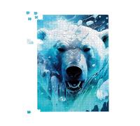 Warren Reed - Designer Polar Bear Face Splashart Jigsaw Puzzle in Brown | Size: 500 Piece Warren Reed - Designer Brown 500 Piece