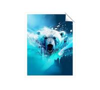 Warren Reed - Designer Polar Bear Face Splashart Unframed Art Print | Size: W24" x H36" Warren Reed - Designer Multicolor W24" x H36"