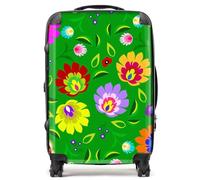 Warren Reed - Designer Polish Folk Floral Suitcase Medium, Green