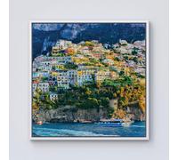Warren Reed - Designer Positano, Amalfi Coast Framed Canvas in Off-White | Size: w40 inch x h40 inch Warren Reed - Designer Off-White w40 inch x h40 inch