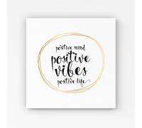 Warren Reed - Designer Positive Mind, Vibes, Life Canvas in Black | Size: W30" x H30" Warren Reed - Designer Black W30" x H30"