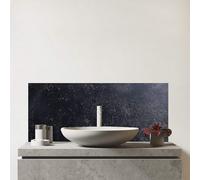 Warren Reed - Designer Premium Black Concrete Effect Glass Bathroom Splashback 6mm Toughened Glass - Water-Resistant Wall Protector for Basins & Sinks, Polished Edges
