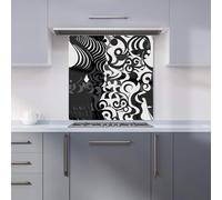 Warren Reed - Designer Black Grey Abstract Kitchen Splashback W600Mm X H600Mm, Multi