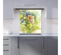 Warren Reed - Designer Premium Dormouse Watercolour Kitchen Splashback 6mm Toughened Glass Kitchen Splashback - Heat Resistant Splashback for Kitchens, Perfect for Cookers and Hobs, Polished Edges