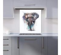Warren Reed - Designer Premium Elephant Splashart Kitchen Splashback 6mm Toughened Glass Kitchen Splashback - Heat Resistant Splashback for Kitchens, Perfect for Cookers and Hobs, Polished Edges