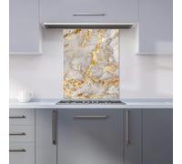 Warren Reed - Designer Premium Gold Quartz Effect Kitchen Splashback 6mm Toughened Glass Kitchen Splashback - Heat Resistant Splashback for Kitchens, Perfect for Cookers and Hobs, Polished Edges