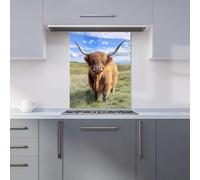 Highland Cow In Summer Kitchen Splashback Warren Reed - Designer Multi 600mm x 750mm