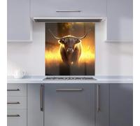 Warren Reed - Designer Highland Cow Sunset Kitchen Splashback W700Mm X H750Mm, Multi