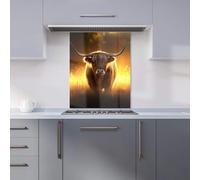 Warren Reed - Designer Highland Cow Sunset Kitchen Splashback W600Mm X H750Mm, Multi