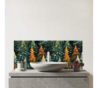 Warren Reed - Designer Premium Impasto Style Christmas Trees Glass Bathroom Splashback 6mm Toughened Glass - Water-Resistant Wall Protector for Basins & Sinks, Polished Edges